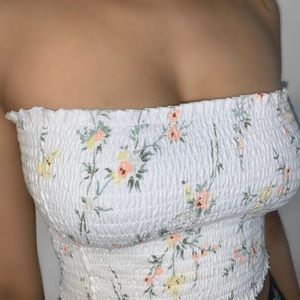 Floral White Tube Top